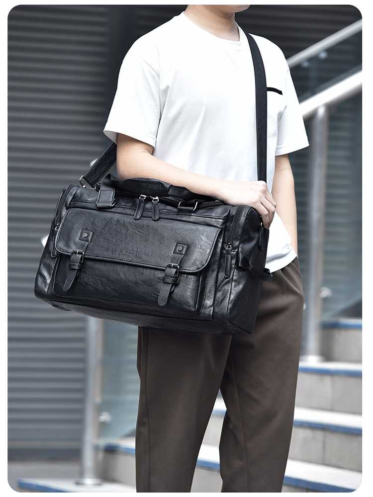 キャリーオンバッグ 高機能レザーポケット旅行鞄