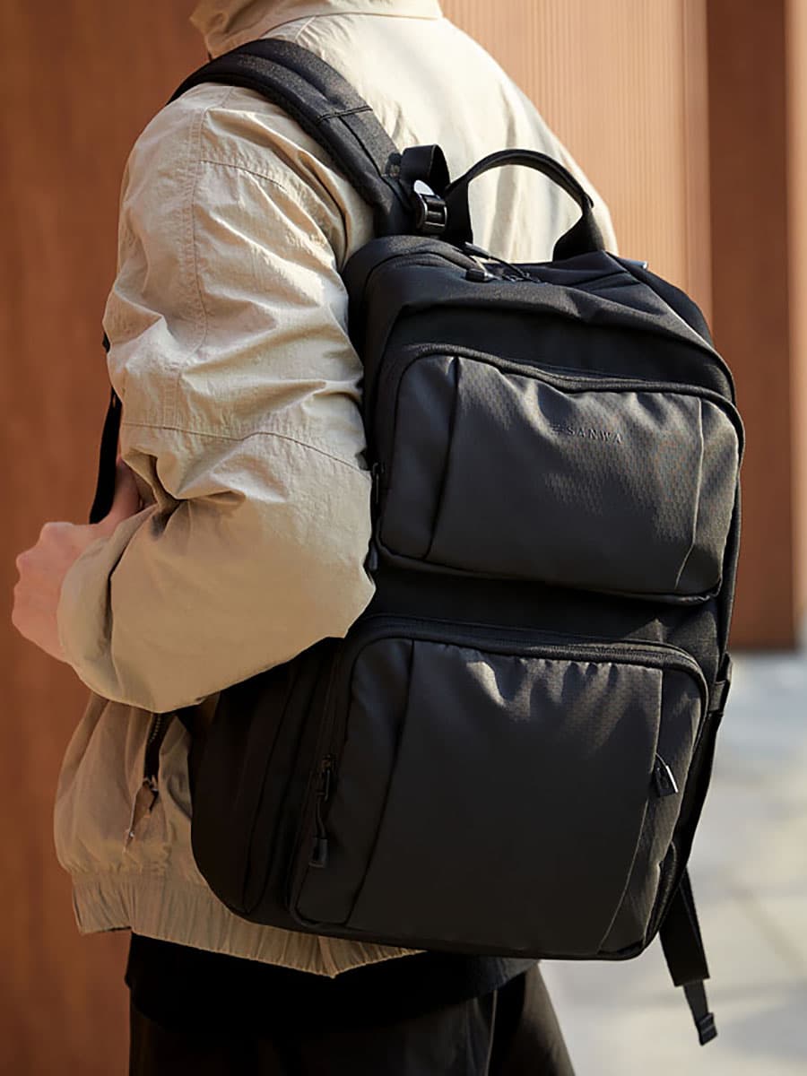 キャリーオンバッグ 多機能二層式ビジネスリュック