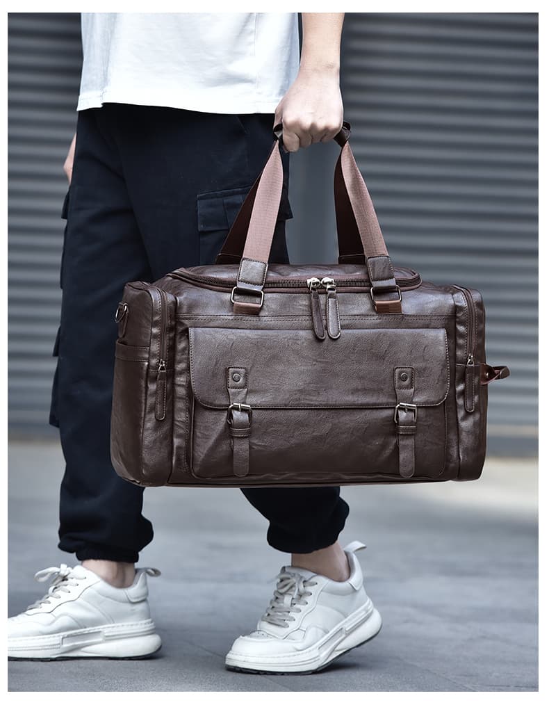 キャリーオンバッグ 高機能レザーポケット旅行鞄